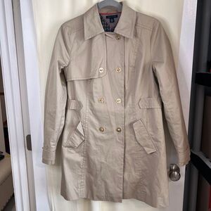 Tommy Hilfiger‎ Classic Double Breasted Trench Coat Khaki Beige Cotton Lined